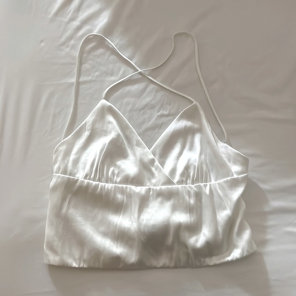 White Satin brami crop top - Picture 1 of 4